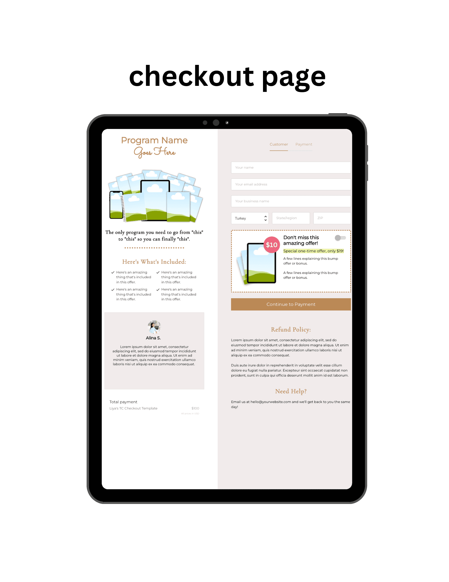Checkout page thrivecart