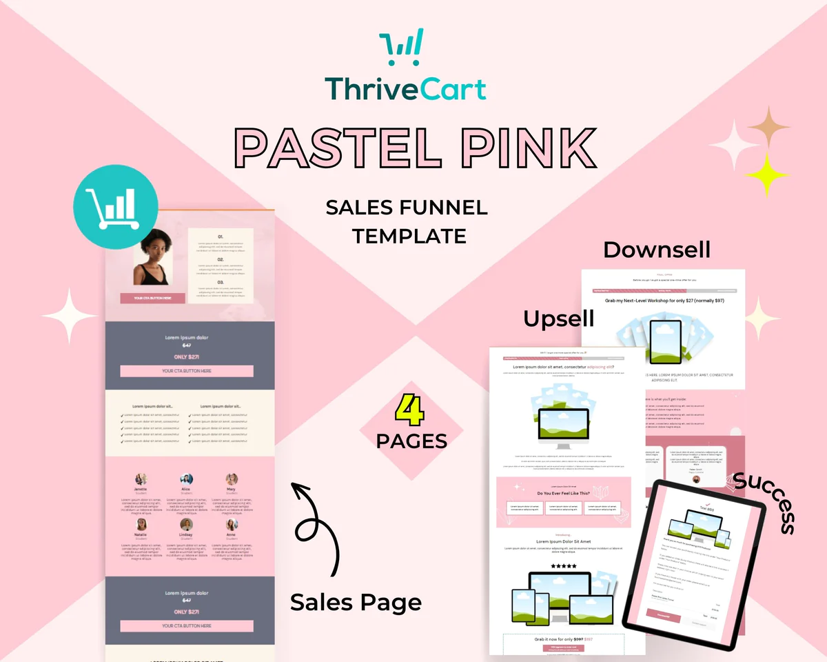 Pastel Pink Sales Funnel Thrivecart